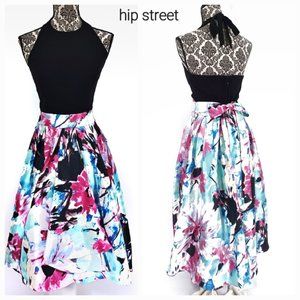 SLNY Halter Tie Neck Tank Top Pleat High Low Skirt Garden Party Dress 8 NWOT